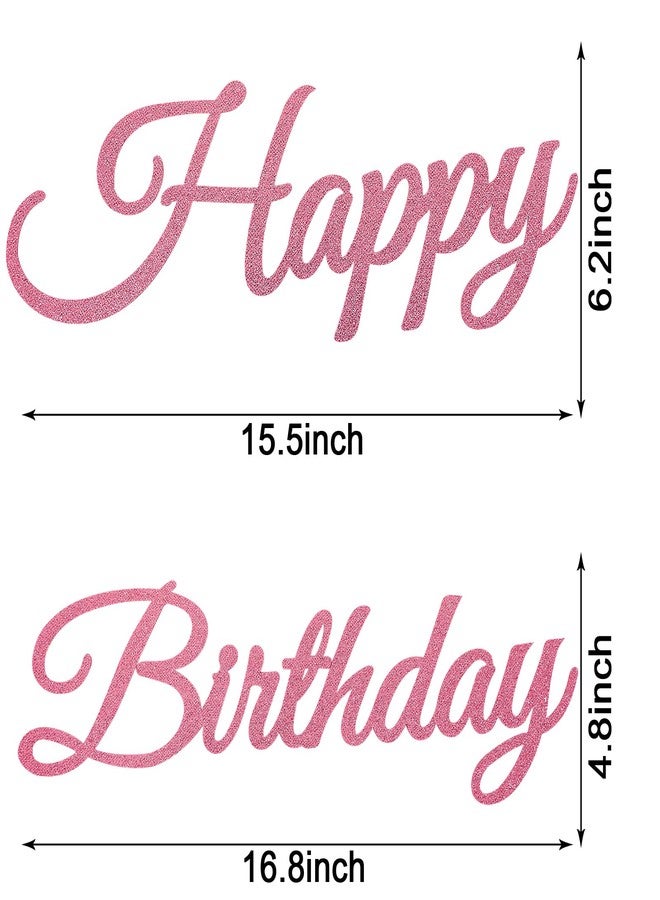 MASTRON Happy Birthday Sign for Backdrop - Glitter Pink 'Happy Birthday' Party Banner Stickers for Balloon Arch Wall Decor Photo Backgrounds - Image 2